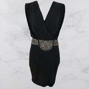 HAUTE HIPPIE GROMMET VNECK COCKTAIL DRESS **EUC**